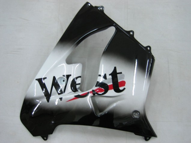 2000-2001 Kawasaki ZX9R Motorcycle Fairings - Glossy Black White West Canada