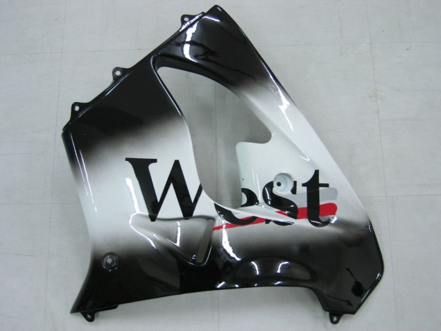2000-2001 Kawasaki ZX9R Motorcycle Fairings - Glossy Black White West Canada