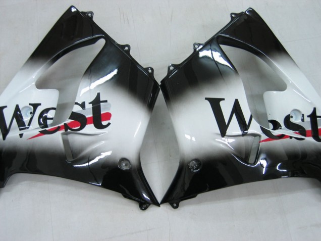 2000-2001 Kawasaki ZX9R Motorcycle Fairings - Glossy Black White West Canada