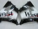 2000-2001 Kawasaki ZX9R Motorcycle Fairings - Glossy Black White West Canada