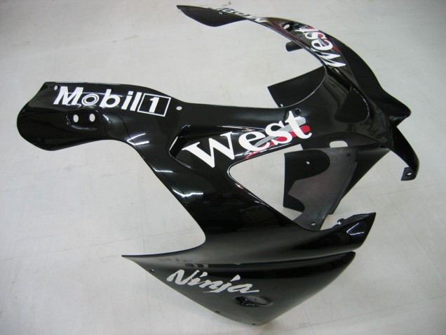 2000-2001 Kawasaki ZX9R Motorcycle Fairings - Glossy Black White West Canada