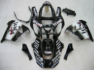 2000-2001 Kawasaki ZX9R Motorcycle Fairings - Glossy Black White West Canada