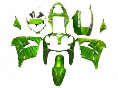 2000-2001 Kawasaki ZX9R Motorcycle Fairings - Green Flame Canada