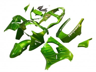 2000-2001 Kawasaki ZX9R Motorcycle Fairings - Green Flame Canada
