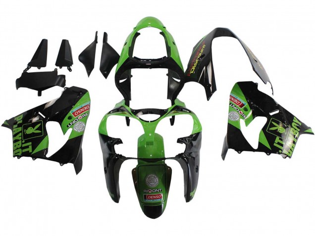 2000-2001 Kawasaki ZX9R Motorcycle Fairings - Green Black Playboy DENSO Canada