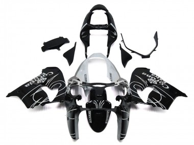 2000-2001 Kawasaki ZX9R Motorcycle Fairings - Glossy Black White Corona Extra Canada