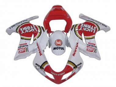 2003-2013 Suzuki SV650 Motorcycle Fairings - White Red Lucky Strike Canada