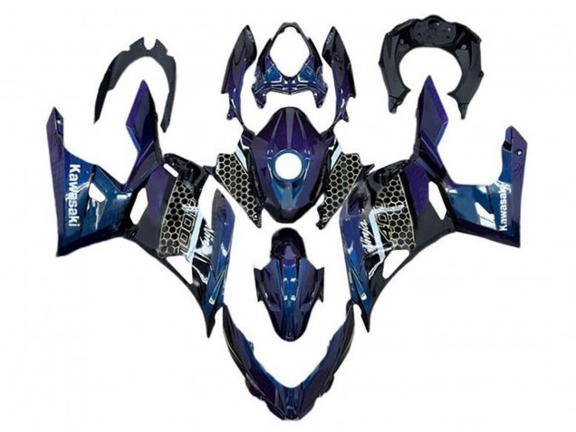 2018-2024 Kawasaki Ninja 400 Motorcycle Fairings - Blue White Honeycomb Canada