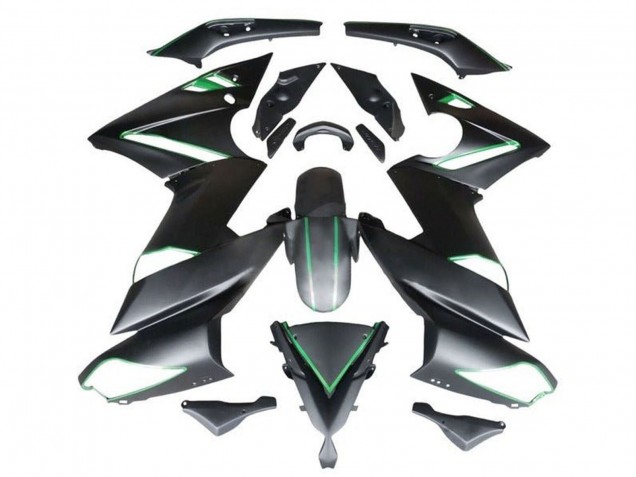 2009-2011 Kawasaki Ninja 650 EX650 Motorcycle Fairings - Matte Black Green Stripe Canada