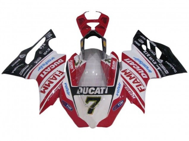 2011-2014 Ducati Panigale 1199 Motorcycle Fairings - White Red Glossy Black Fiamm Tim 7 Canada