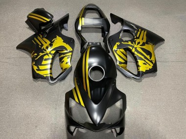 2001-2003 Honda CBR600 F4i Motorcycle Fairings - Gold Matte Black Skull Canada