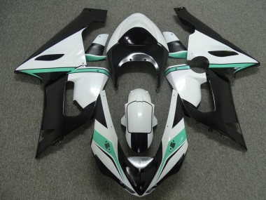 2005-2006 Kawasaki ZX6R Motorcycle Fairings - White Black Green Canada