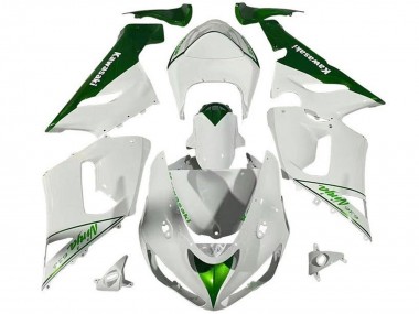 2005-2006 Kawasaki ZX6R Motorcycle Fairings - White Green Canada