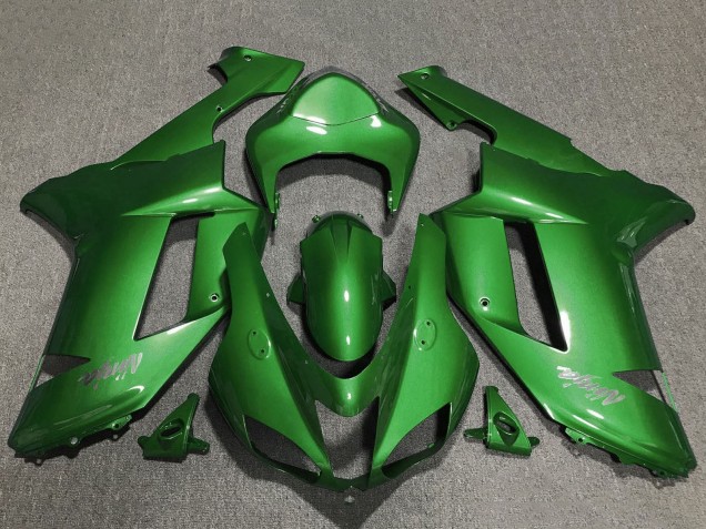 2007-2008 Kawasaki ZX6R Motorcycle Fairings - Green Chrome Canada