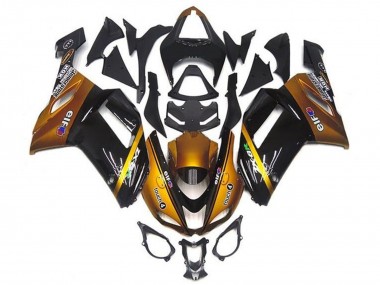 2007-2008 Kawasaki ZX6R Motorcycle Fairings - Gold Black Elf Canada