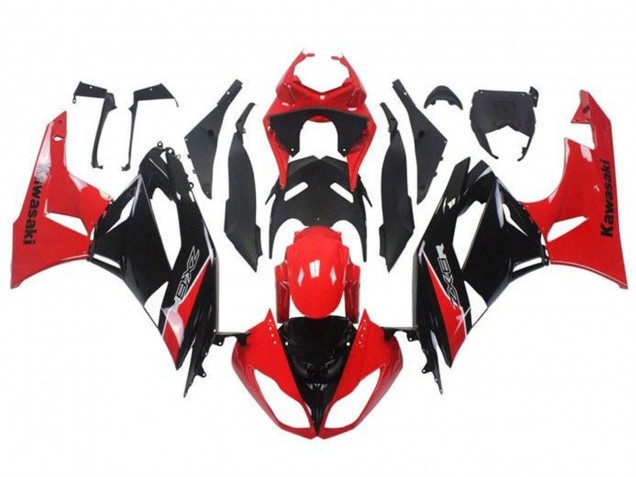2009-2012 Kawasaki ZX6R Motorcycle Fairing - Red Glossy Black Canada