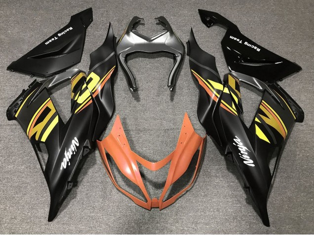 2013-2018 Kawasaki ZX6R Motorcycle Fairings - Matte Black Orange Gold Canada