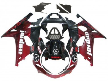 2000-2002 Suzuki GSXR1000 Motorcycle Fairings - Glossy Black Dark Red Jordan Canada