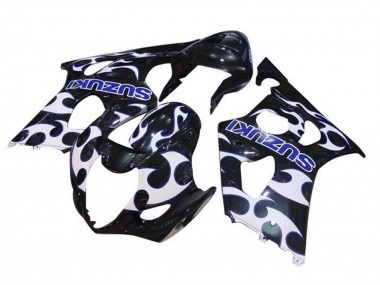 2003-2004 Suzuki GSXR 1000 Motorcycle Fairings - Black White Blue Tribal Canada
