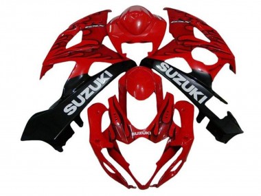 2005-2006 Suzuki GSXR 1000 Motorcycle Fairings - Red Black Flame White Canada