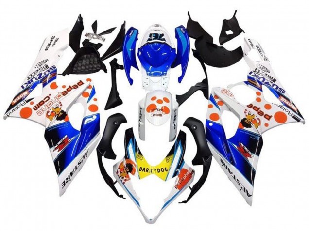 2005-2006 Suzuki GSXR 1000 Motorcycle Fairings - White Blue Orange Yellow Dark Dog Canada