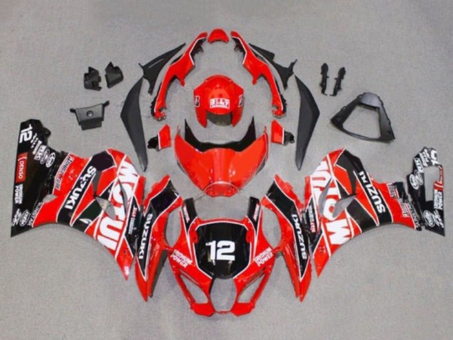 2017-2025 Suzuki GSXR1000 Motorcycle Fairings - Red White Black Motul 12 Canada
