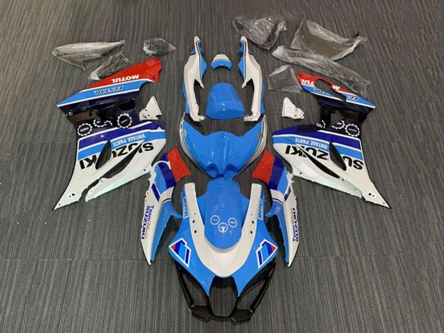 2017-2025 Suzuki GSXR1000 Motorcycle Fairings - White Blue Stripe Red Motul Canada