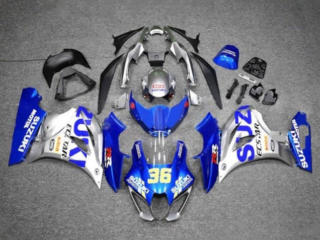 2017-2025 Suzuki GSXR1000 Motorcycle Fairings - Blue Silver Ecstar 36 Canada