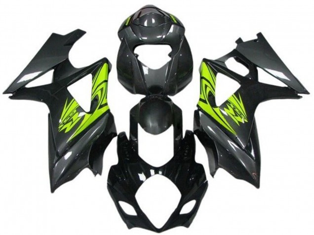 2007-2008 Suzuki GSXR 1000 Motorcycle Fairings - Black Neon Yellow Canada