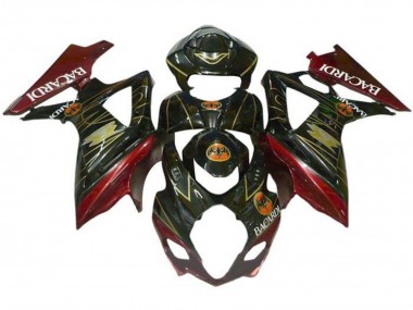 2007-2008 Suzuki GSXR 1000 Motorcycle Fairings - Black Red Gold BACARDI Canada