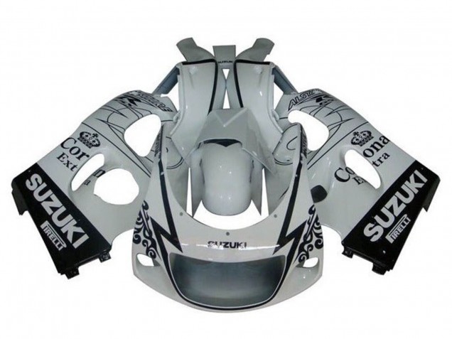1996-2000 Suzuki GSXR 600 / GSXR 750 Motorcycle Fairings - White Black Tribal Corona Canada