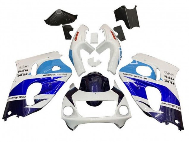 1996-2000 Suzuki GSXR 600 / GSXR 750 Motorcycle Fairings - White Triple Blue Canada