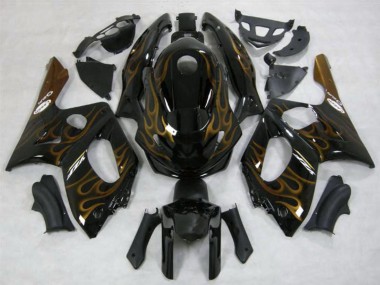 1996-2007 Yamaha YZF600R Thundercat Motorcycle Fairings - Black Dark Gold Flame Canada