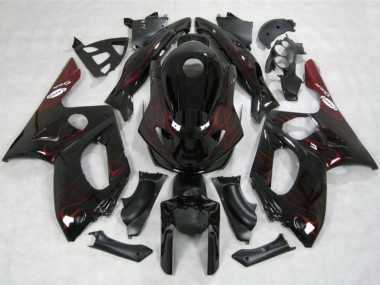 1996-2007 Yamaha YZF600R Thundercat Motorcycle Fairings - Glossy Black Red Flame Canada