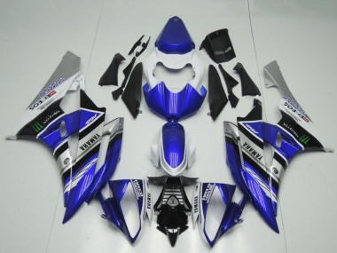 2006-2007 Yamaha YZF R6 Motorcycle Fairings - White Blue Silver Black ENEOS Monster Canada