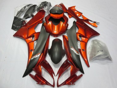 2006-2007 Yamaha YZF R6 Motorcycle Fairings - Orange Matte Black Canada