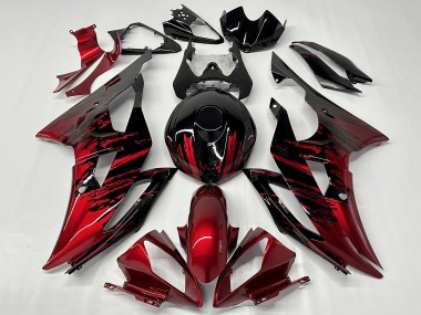 2008-2016 Yamaha YZF R6 Motorcycle Fairings - Red Glossy Black Fade Canada