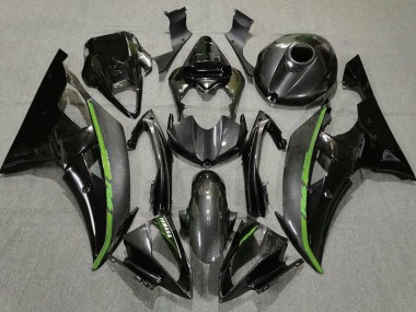 2008-2016 Yamaha YZF R6 Motorcycle Fairings - Black Carbon Fiber Style Green Canada