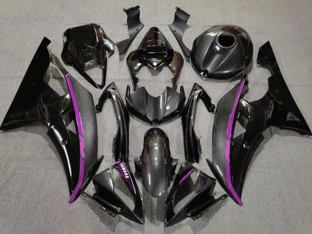 2008-2016 Yamaha YZF R6 Motorcycle Fairings - Black Carbon Fiber Style Purple Canada