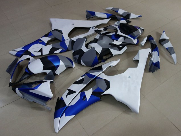 2008-2016 Yamaha YZF R6 Motorcycle Fairings - White Blue Grey Camouflage Canada
