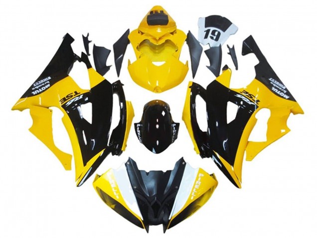 2008-2016 Yamaha YZF R6 Motorcycle Fairing - Yellow Glossy Black Canada