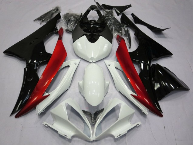 2008-2016 Yamaha YZF R6 Motorcycle Fairings - White Red Glossy Black Canada