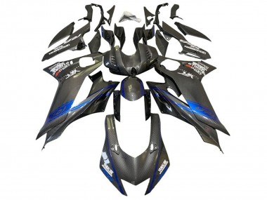 2017-2025 Yamaha YZF R6 Motorcycle Fairings - Blue Black Faux Carbon Fiber Canada