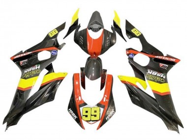 2017-2025 Yamaha YZF R6 Motorcycle Fairings - Yellow Orange Black Faux Carbon Fiber Canada