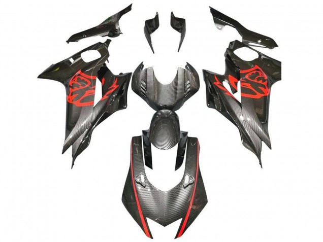 2017-2025 Yamaha YZF R6 Motorcycle Fairings - Red Black Faux Carbon Fiber Canada