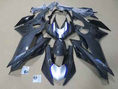 2017-2025 Yamaha YZF R6 Motorcycle Fairings - Silver Blue Black Faux Carbon Fiber Canada
