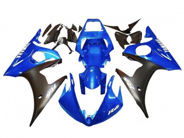 2003-2004 Yamaha YZF R6 Motorcycle Fairings - Blue Matte Black White Decals Canada