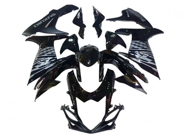 2011-2024 Suzuki GSXR 600/750 Motorcycle Fairings - Glossy Black Silver Canada