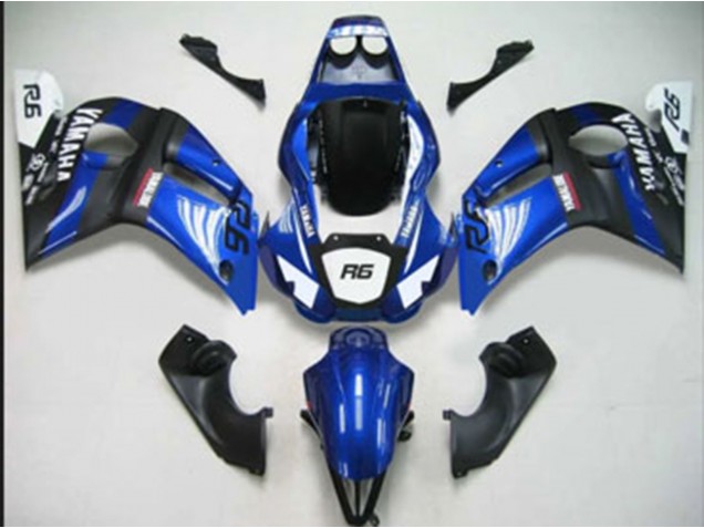 1998-2002 Yamaha YZF 600 R6 Motorcycle Fairings - Blue White Matte Black Canada