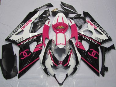 2005-2006 Suzuki GSXR 1000 Motorcycle Fairings - White Pink Black Chanel Canada